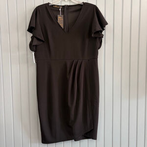 Women's iHot Black V-Neck Ruffle Sleeve Dress XL